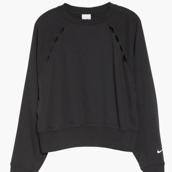 NIKE Women Cutout Crop Black Long Sleeve Sweatshirt S - Picture 4 of 17